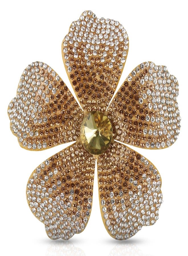 Merdia 2.9 Inches Created Crystal Hibiscus Flower Hair Clips for Women | Headdress Bobby Pins Tropical Accessories for Women | Elegant Boho Braids Artificial Hawaiian Flower Clips for Woman Golden Yellow - Image 1